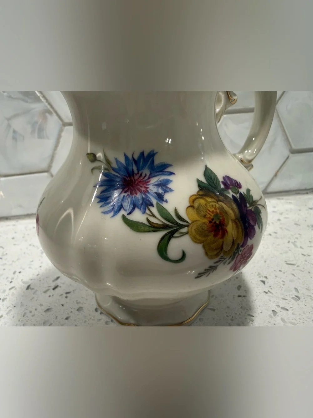 Royal York Madeleine Bridal Bouquet Pattern Creamer Milk Pitcher Germany Gold